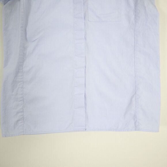 Victoria Beckham Size 4 Short Sleeve Button Down Shirt Light Blue Twill Pocket - Picture 6 of 12